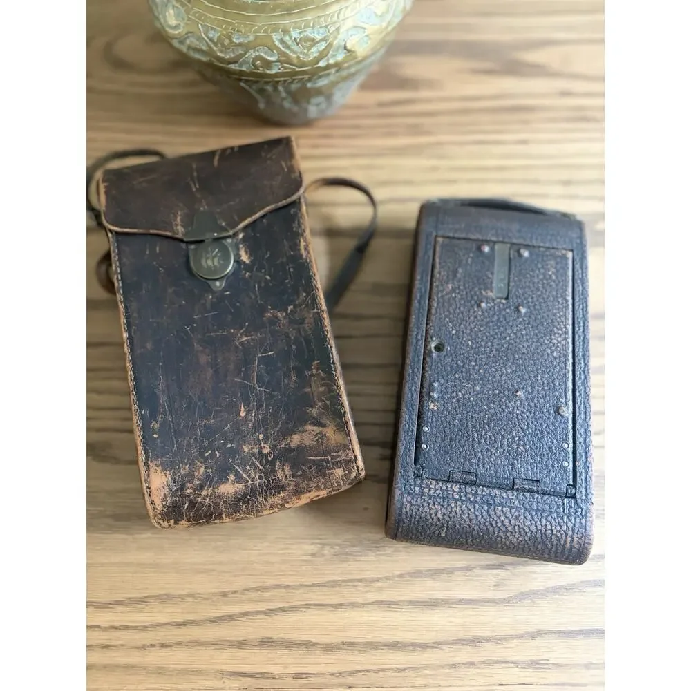 Antique Kodak No. 3A Folding Pocket Camera Model D Red Leather Bellows With Case
